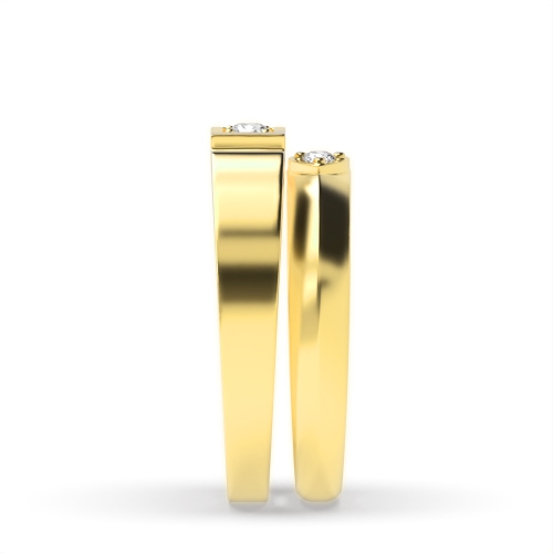 4 Prong Round Yellow Gold Couple band heart Couples Engagement Rings