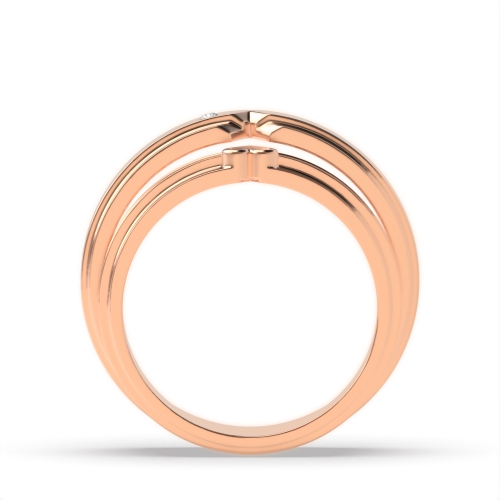 Pave Setting Round Rose Gold Matching band Couples Engagement Rings