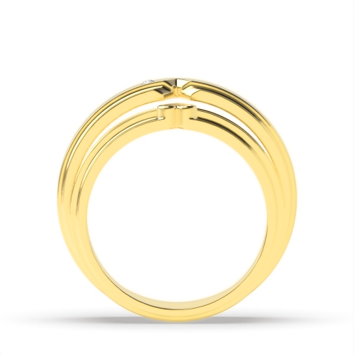 Pave Setting Round Yellow Gold Matching band Couples Engagement Rings