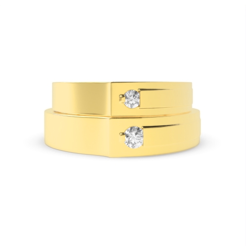 Channel Setting Round Yellow Gold Wedding Diamond Ring
