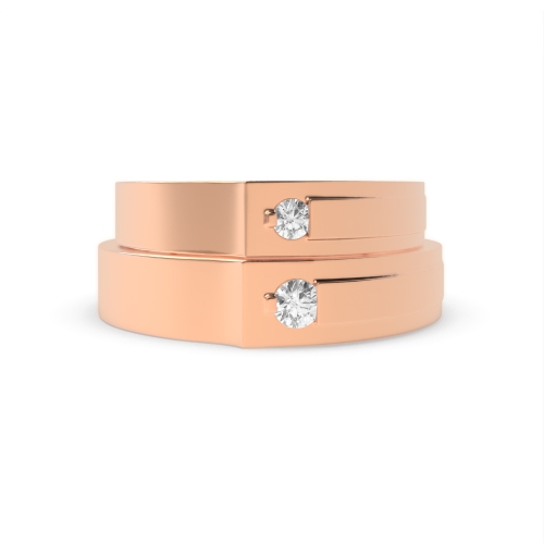 Channel Setting Round Rose Gold Gossamer Couples Engagement Rings