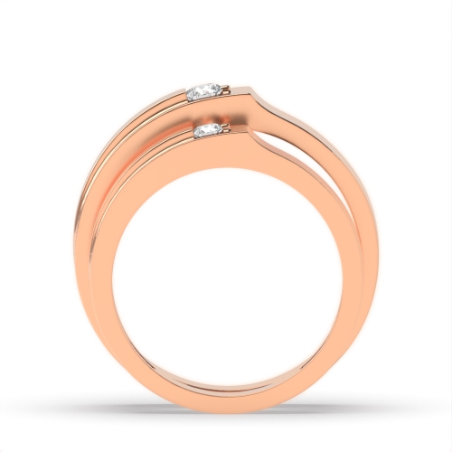 Channel Setting Round Rose Gold Gossamer Couples Engagement Rings