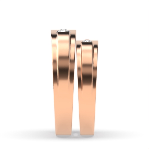 Channel Setting Round Rose Gold Gossamer Couples Engagement Rings