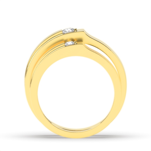 Channel Setting Round Yellow Gold Gossamer Couples Engagement Rings