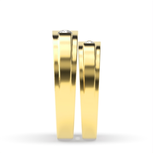 Channel Setting Round Yellow Gold Gossamer Couples Engagement Rings
