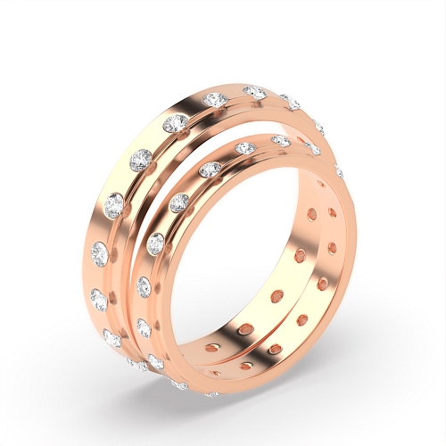 Channel Setting Round Rose Gold Couple band eternity Couples Engagement Rings