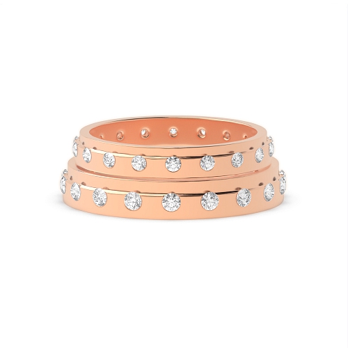 Channel Setting Round Rose Gold Couple band eternity Couples Engagement Rings