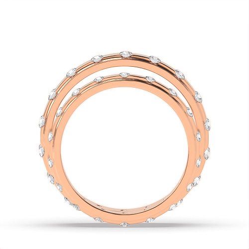 Channel Setting Round Rose Gold Couple band eternity Couples Engagement Rings