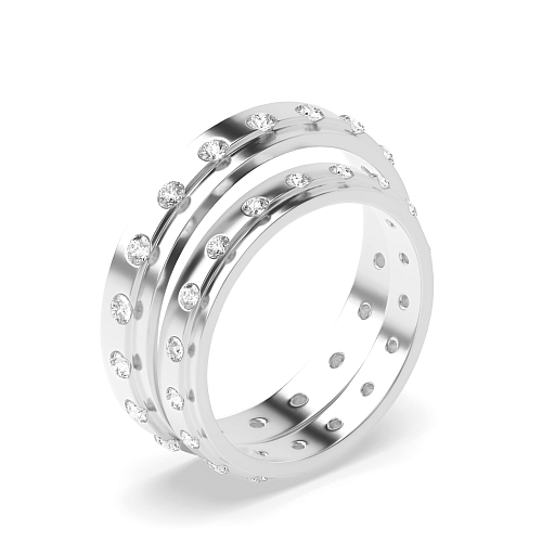 Channel Setting Round Couple band eternity Naturally Mined Diamond Engagement Rings