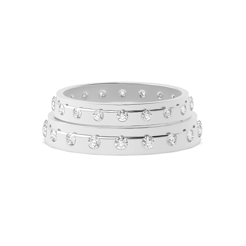 Channel Setting Round Couple band eternity Naturally Mined Diamond Engagement Rings