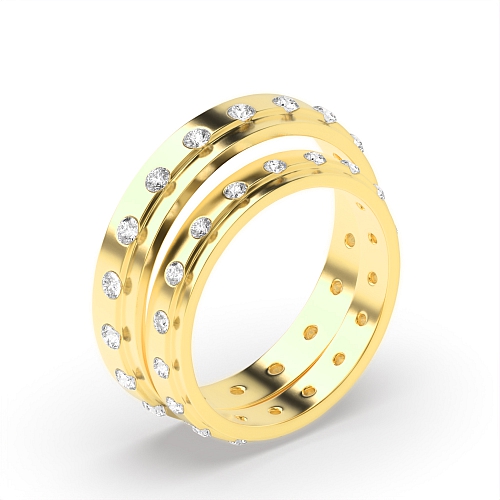 Channel Setting Round Yellow Gold Couple band eternity Couples Engagement Rings