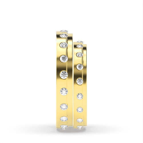 Channel Setting Round Yellow Gold Couple band eternity Couples Engagement Rings