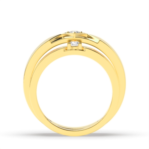 Pave Setting Round Yellow Gold Wedding Diamond Ring