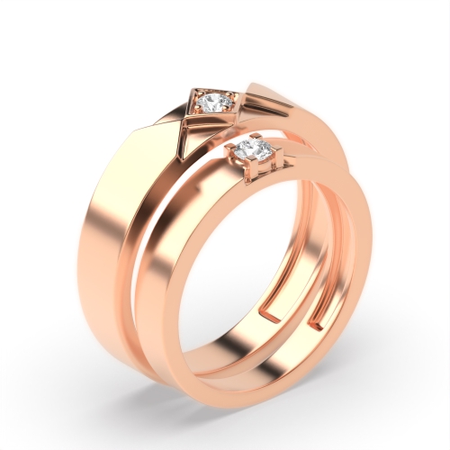 Pave Setting Round Rose Gold Boldness Couples Engagement Rings