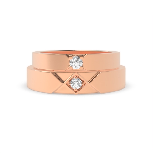 Pave Setting Round Rose Gold Boldness Couples Engagement Rings