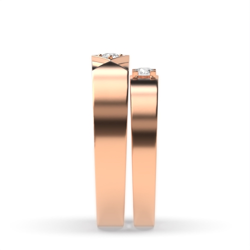 Pave Setting Round Rose Gold Boldness Couples Engagement Rings