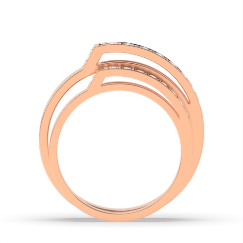 Pave Setting Round Rose Gold Matching band unique Couples Engagement Rings