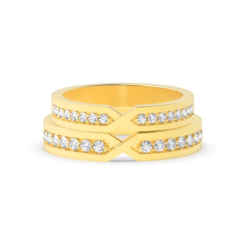 Pave Setting Round Yellow Gold Wedding Diamond Ring