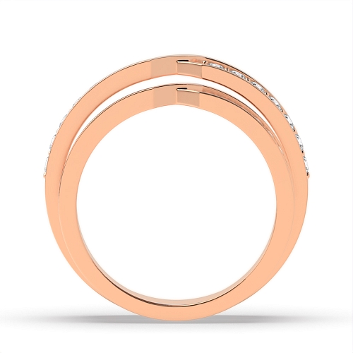 Pave Setting Round Rose Gold Line couple band Couples Engagement Rings