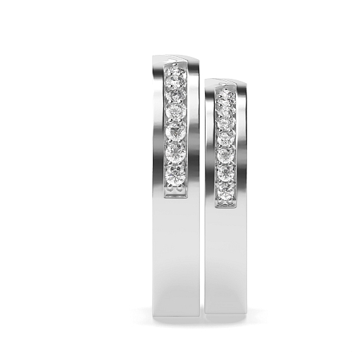 Pave Setting Round Line couple band Naturally Mined Diamond Engagement Rings
