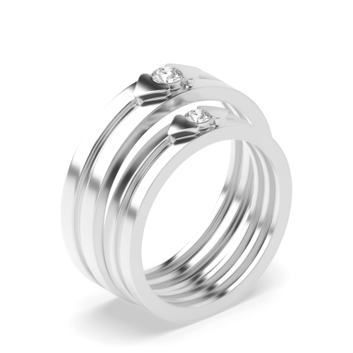 Channel-Set Round Lab Grown Diamond Couple Wedding Band Ring