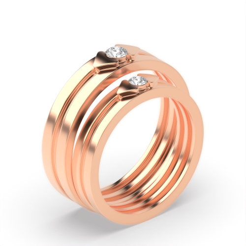 Channel Setting Round Rose Gold Matrimony orbit Couples Engagement Rings