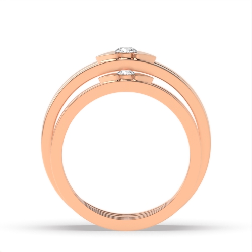 Channel Setting Round Rose Gold Matrimony orbit Couples Engagement Rings