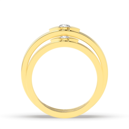 Channel Setting Round Yellow Gold Matrimony orbit Couples Engagement Rings
