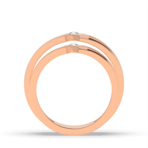 Bezel Setting Round Rose Gold Couple Couples Engagement Rings