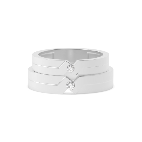 Bezel Setting Round Couple Naturally Mined Diamond Engagement Rings