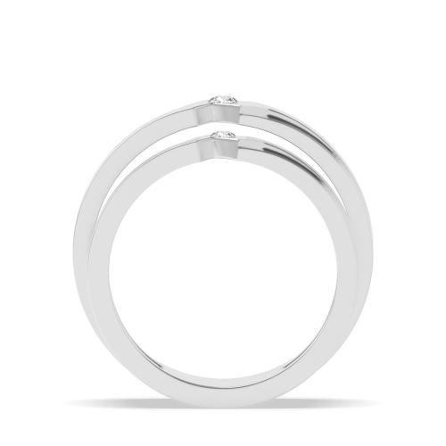 Bezel Setting Round Couple Naturally Mined Diamond Engagement Rings