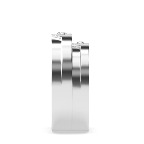 Bezel Setting Round Couple Naturally Mined Diamond Engagement Rings