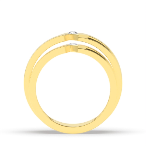 Bezel Setting Round Yellow Gold Couple Couples Engagement Rings