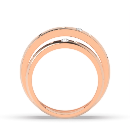 Bezel Setting Round Rose Gold Golden Couples Engagement Rings