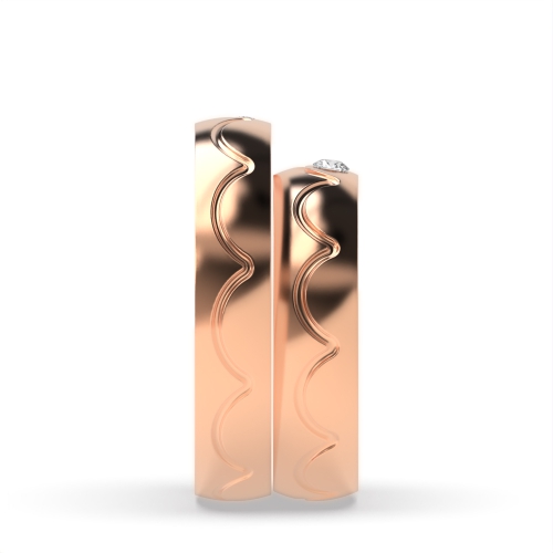 Bezel Setting Round Rose Gold Golden Couples Engagement Rings
