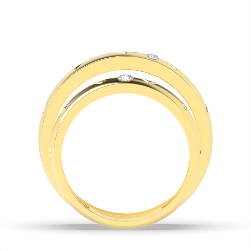 Bezel Setting Round Yellow Gold Golden Couples Engagement Rings