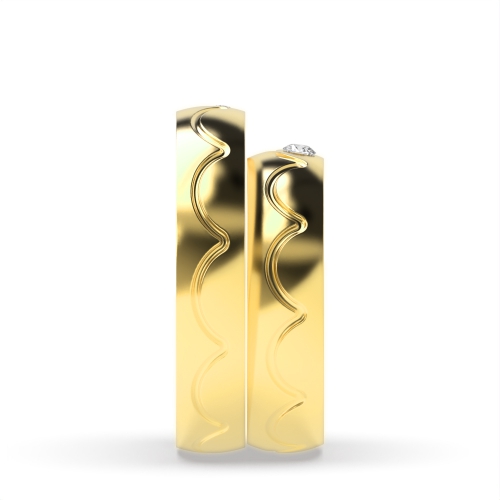 Bezel Setting Round Yellow Gold Golden Couples Engagement Rings