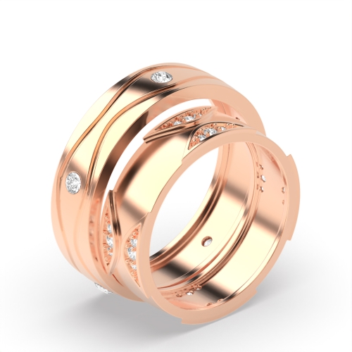 Channel Setting Round Rose Gold Wedding Engagement Rings