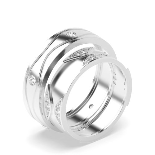 Channel Setting Round Shape Diamond Nice Design Couple Band Ring