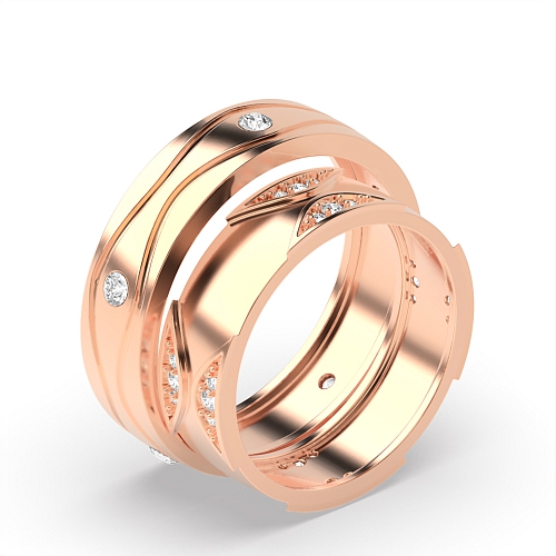 Channel Setting Round Rose Gold Nice couple band Couples Engagement Rings