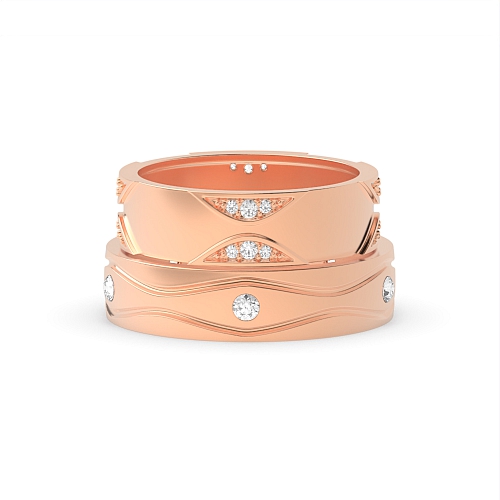 Channel Setting Round Rose Gold Nice couple band Couples Engagement Rings