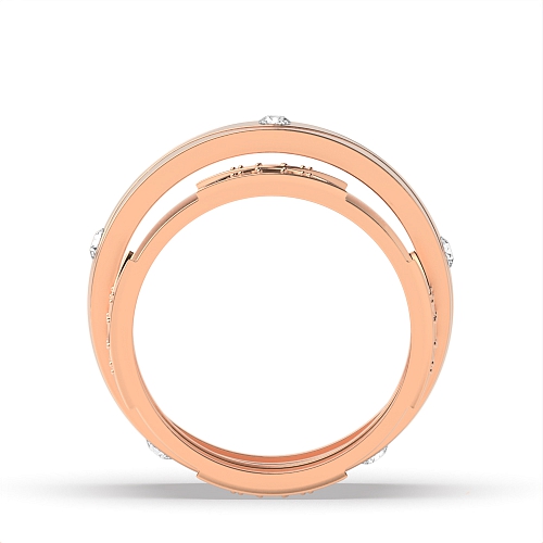 Channel Setting Round Rose Gold Nice couple band Couples Engagement Rings
