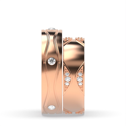 Channel Setting Round Rose Gold Nice couple band Couples Engagement Rings