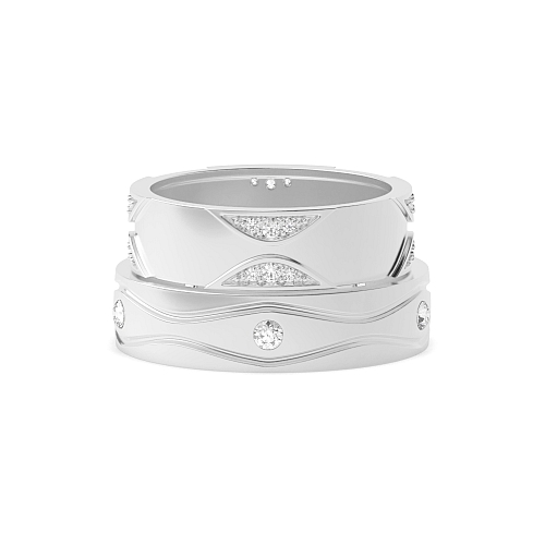 Channel Setting Round Nice couple band Naturally Mined Diamond Engagement Rings