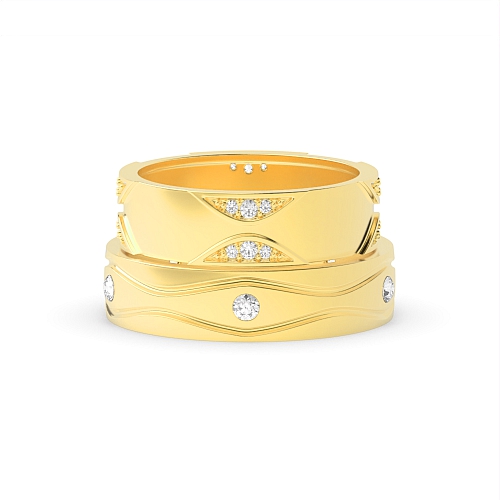 Channel Setting Round Yellow Gold Nice couple band Couples Engagement Rings