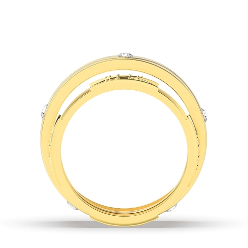 Channel Setting Round Yellow Gold Nice couple band Couples Engagement Rings
