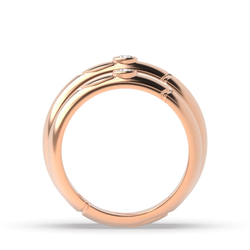 Bezel Setting Round Rose Gold Orbitnexus Couples Engagement Rings
