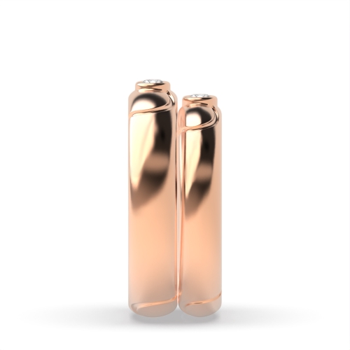 Bezel Setting Round Rose Gold Orbitnexus Couples Engagement Rings