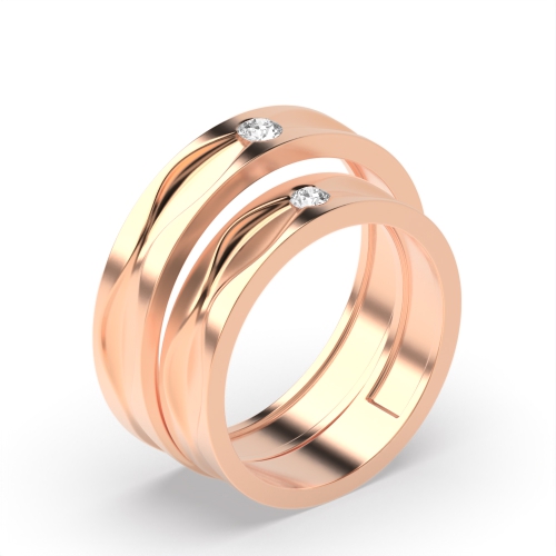 Bezel Setting Round Rose Gold Wedding Engagement Rings
