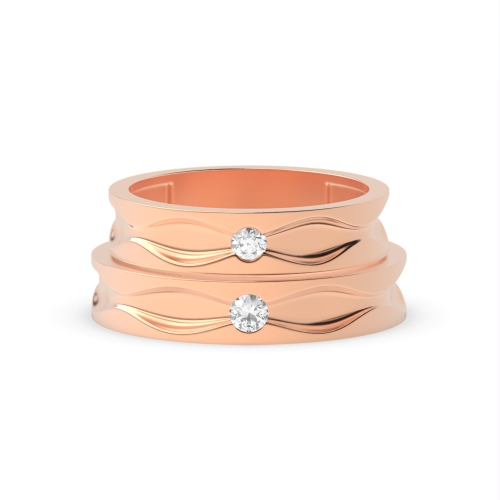 Bezel Setting Round Rose Gold Gemcircuit Couples Engagement Rings